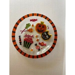 2016 Demdaco 15" Halloween Treats Bowl Fused Glass